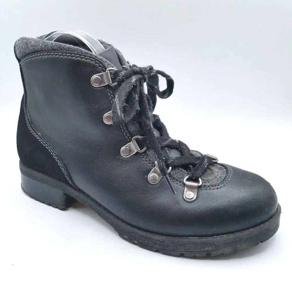 Clarks Faralyn Alpha Black Leather & Suede 10 Eye Lace Up Hiking Boots Size 7